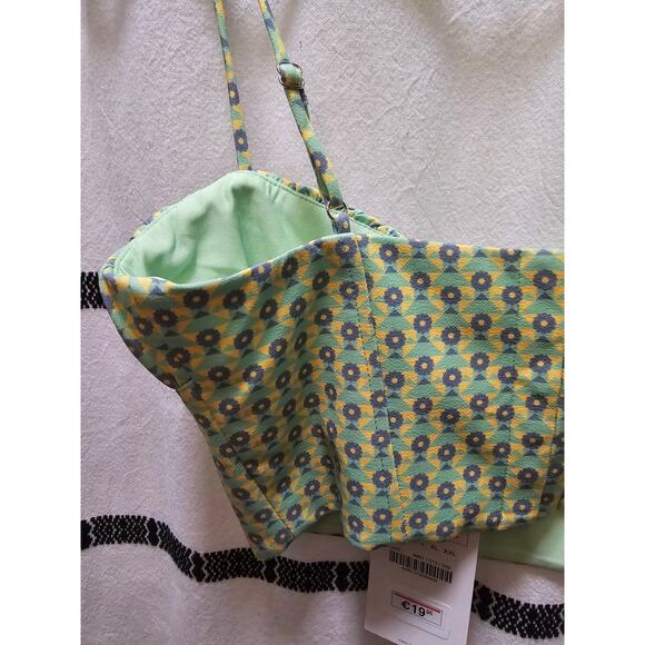 NWT Zara pastel floral cropped bustier top adjustable straps small - Picture 7 of 9